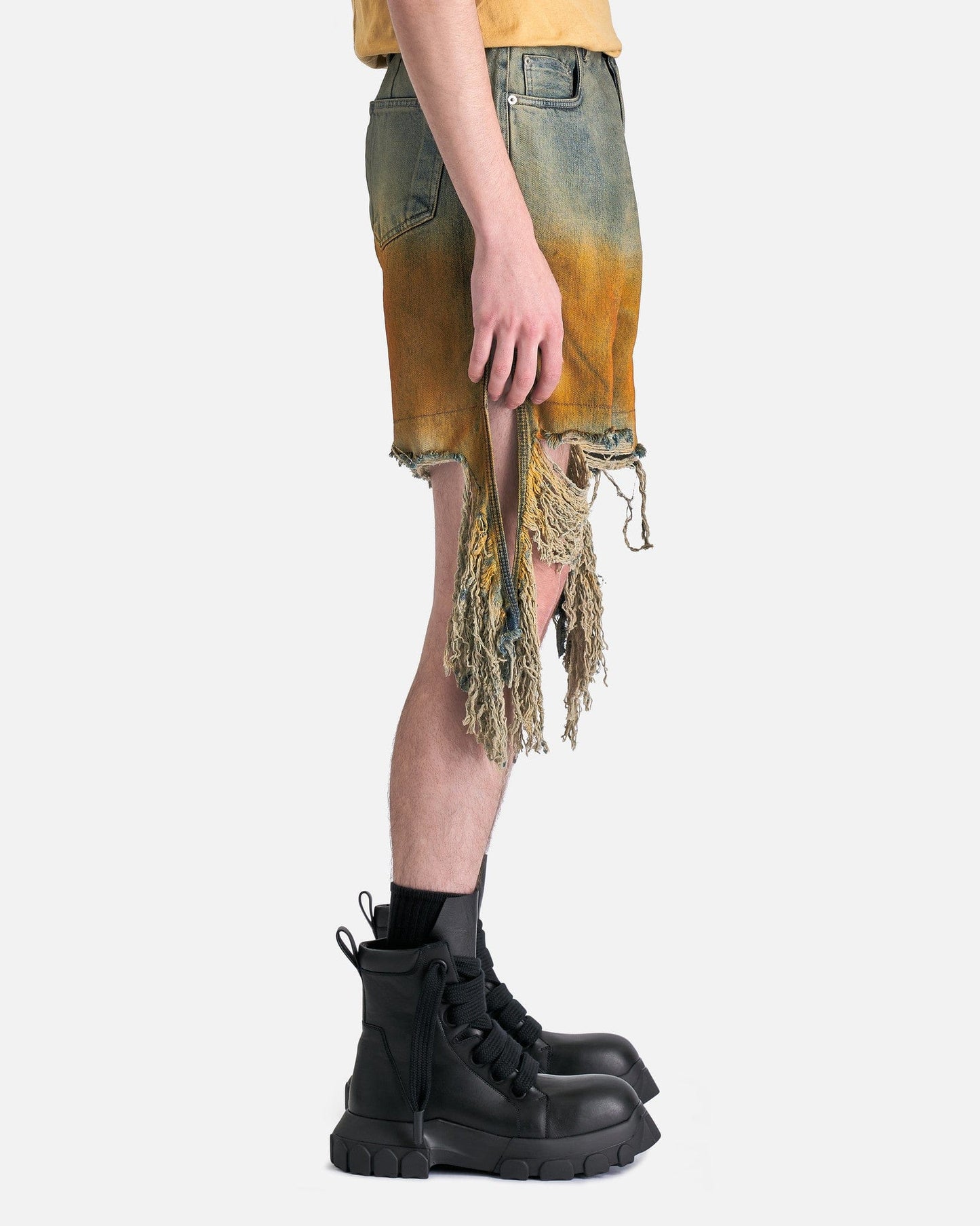 Rick Owens DRKSHDW Men's Shorts Cutoffs in Sky/Orange Degrade