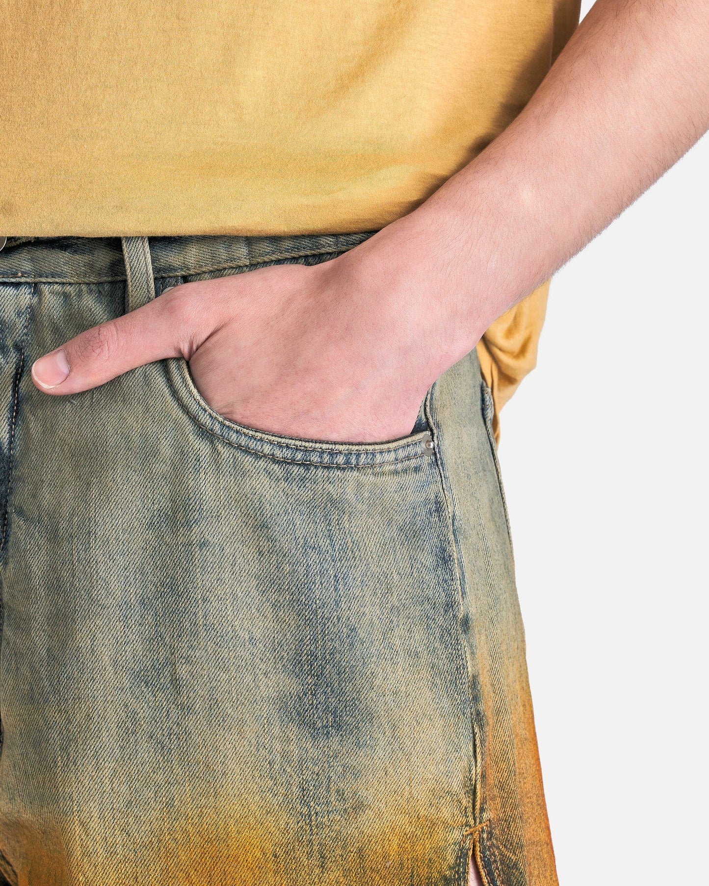 Rick Owens DRKSHDW Men's Shorts Cutoffs in Sky/Orange Degrade