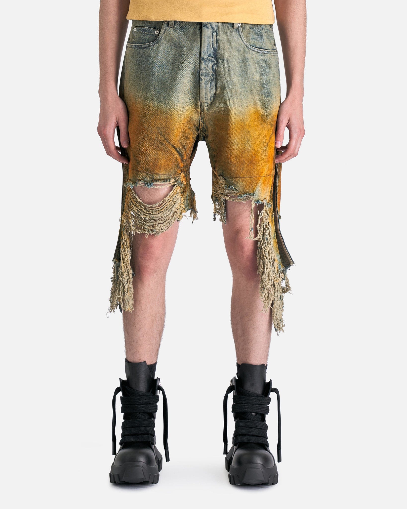 Rick Owens DRKSHDW Men's Shorts Cutoffs in Sky/Orange Degrade