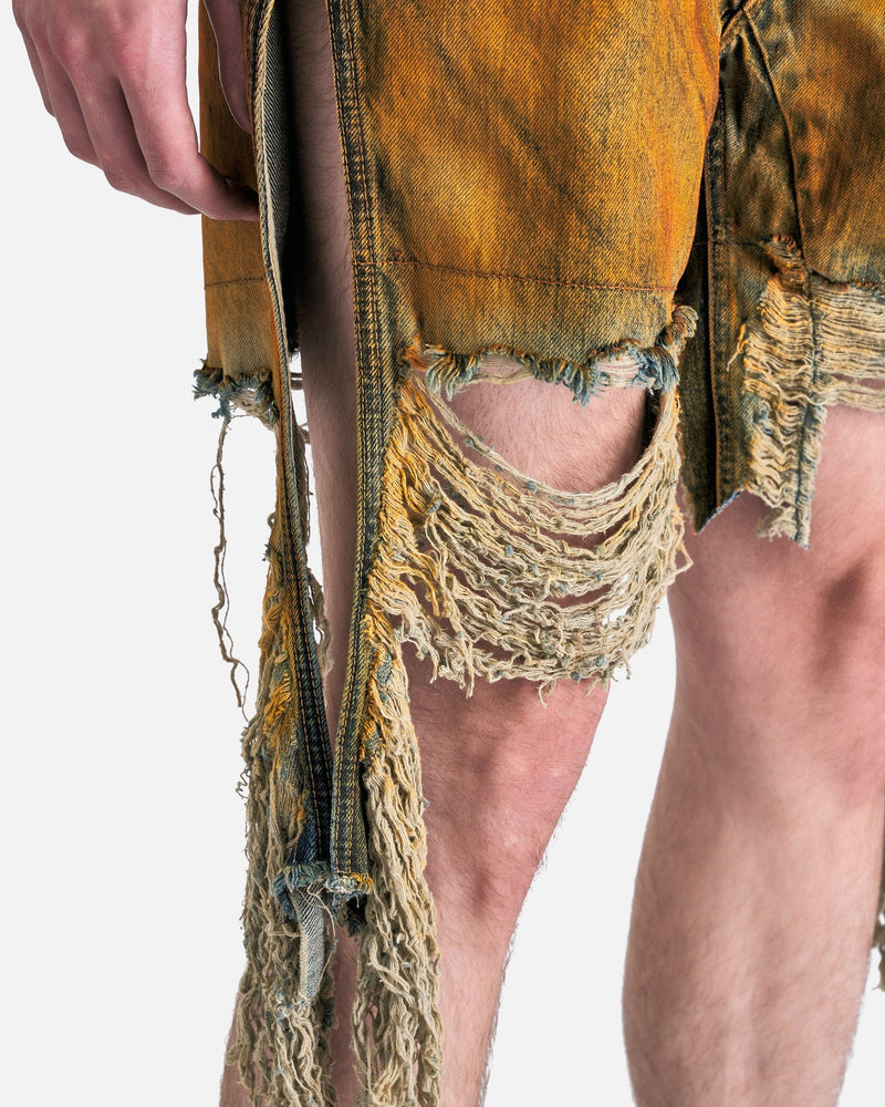 Rick Owens DRKSHDW Men's Shorts Cutoffs in Sky/Orange Degrade