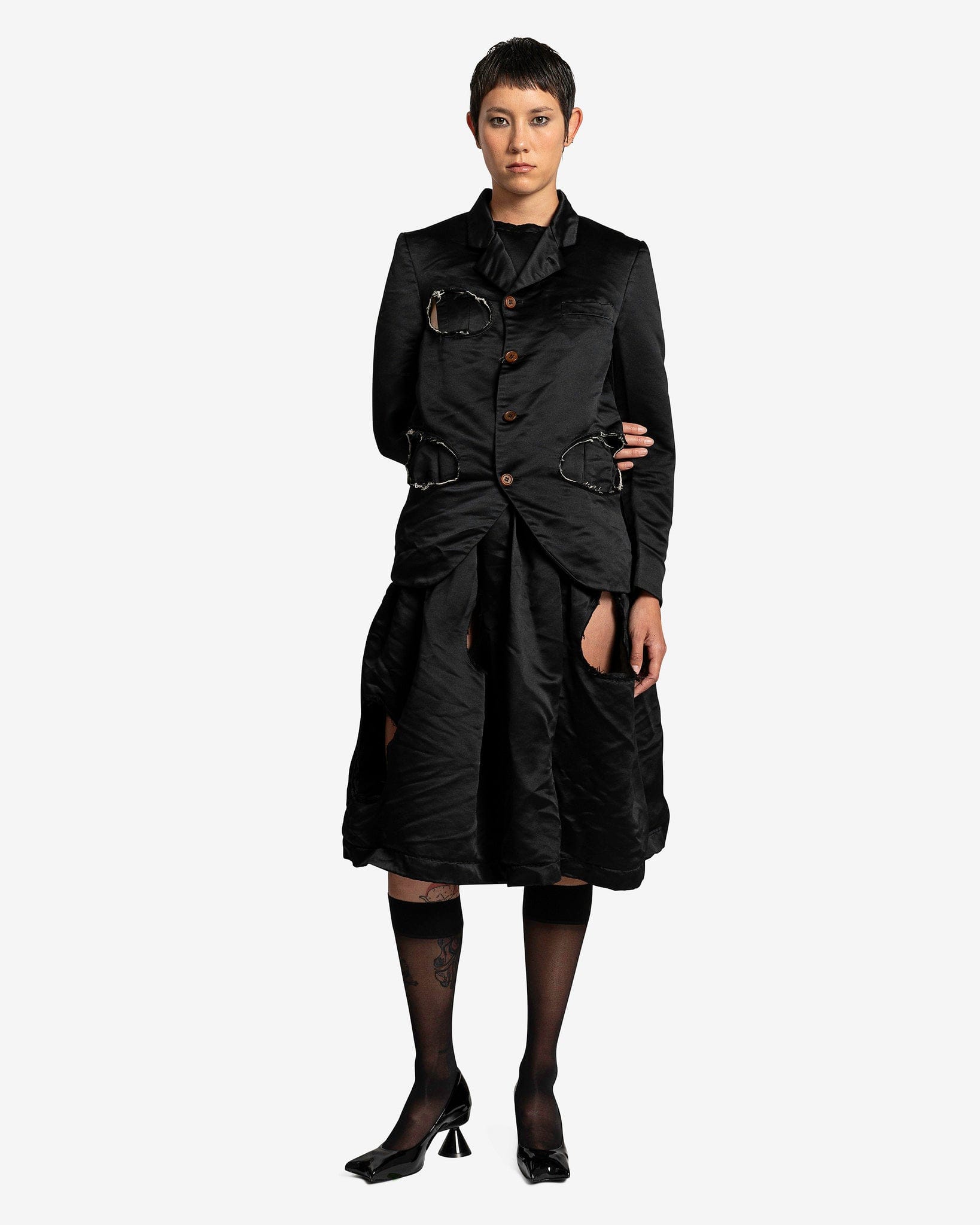 BLACK Comme des Garçons Women Skirts Cutout Pinafore in Black