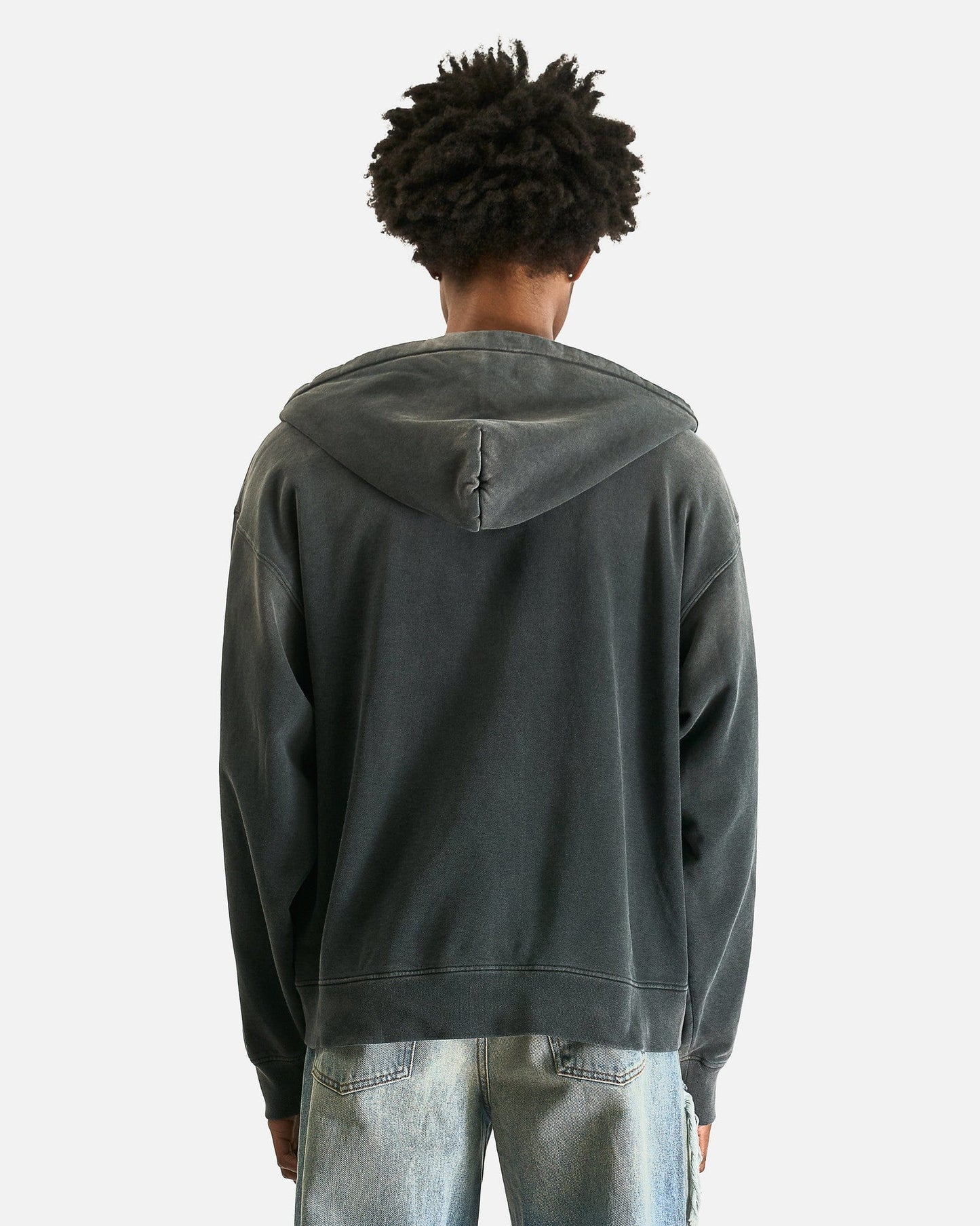 Satoshi Nakamoto Men's Sweatshirts Cybernetics Zip Up Hoodie in Washed Black