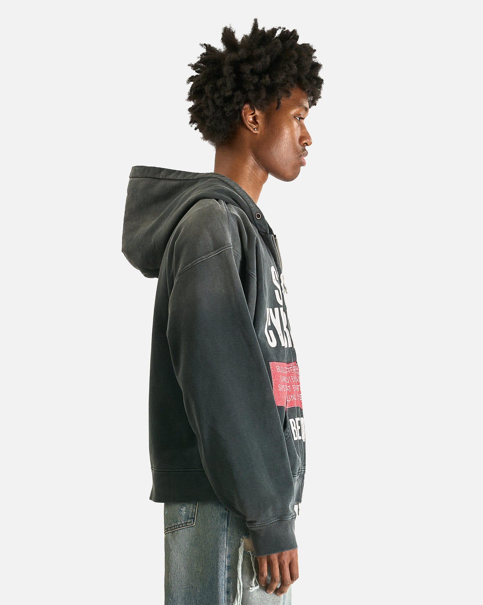 Satoshi Nakamoto Men's Sweatshirts Cybernetics Zip Up Hoodie in Washed Black