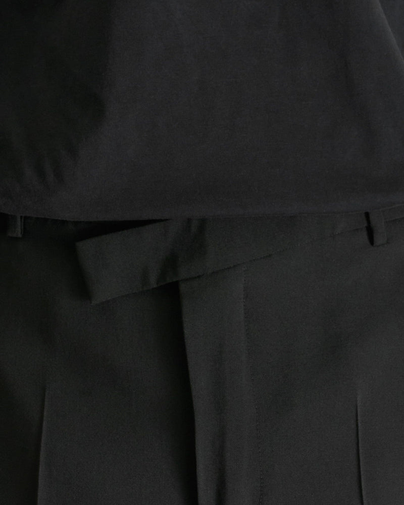 Ann Demeulemeester Men's Pants Cyrus Asymmetric Waistband Wide Leg Trousers in Black