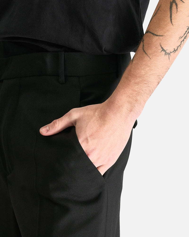 Ann Demeulemeester Men's Pants Cyrus Asymmetric Waistband Wide Leg Trousers in Black
