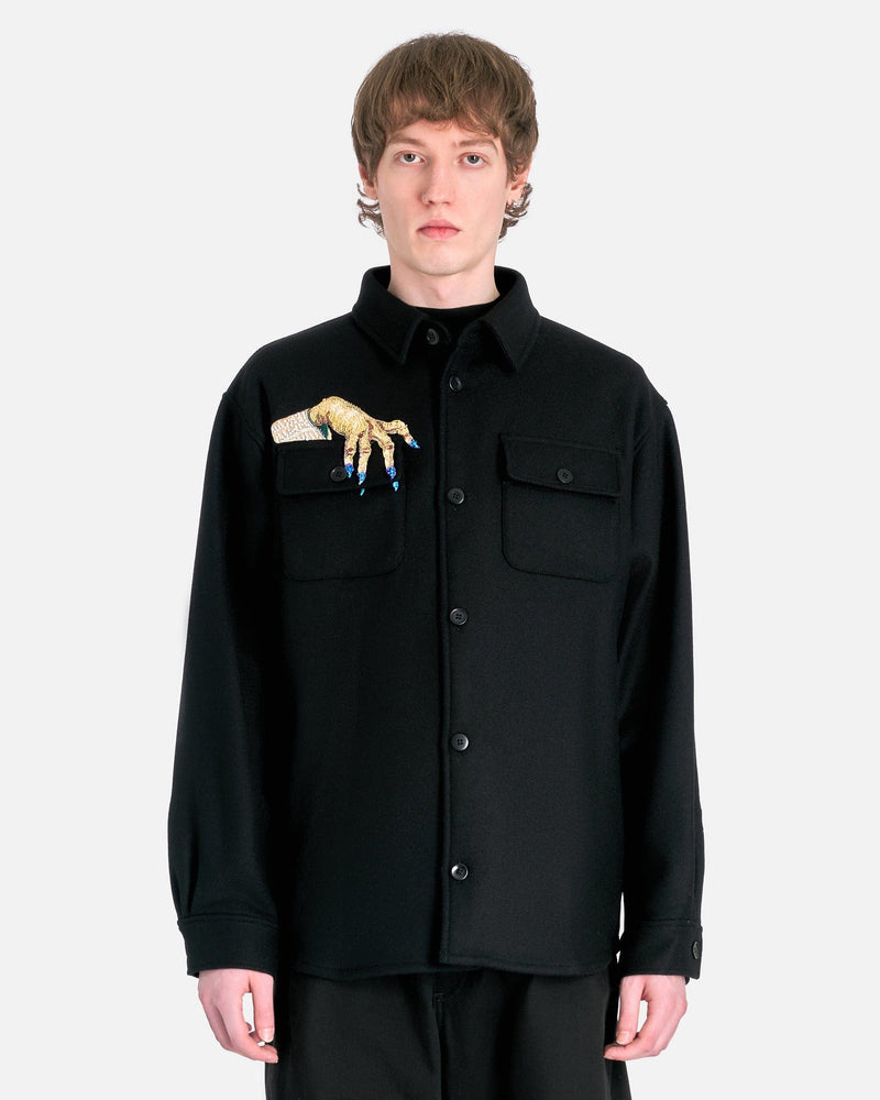 D-Hand Embroidered Shirt in Black SVRN D-Hand Embroidered Shirt in Black SVRN