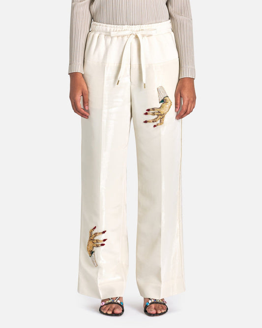 UNDERCOVER Women Pants D-Hand Embroidered Suit Pants in Ivory