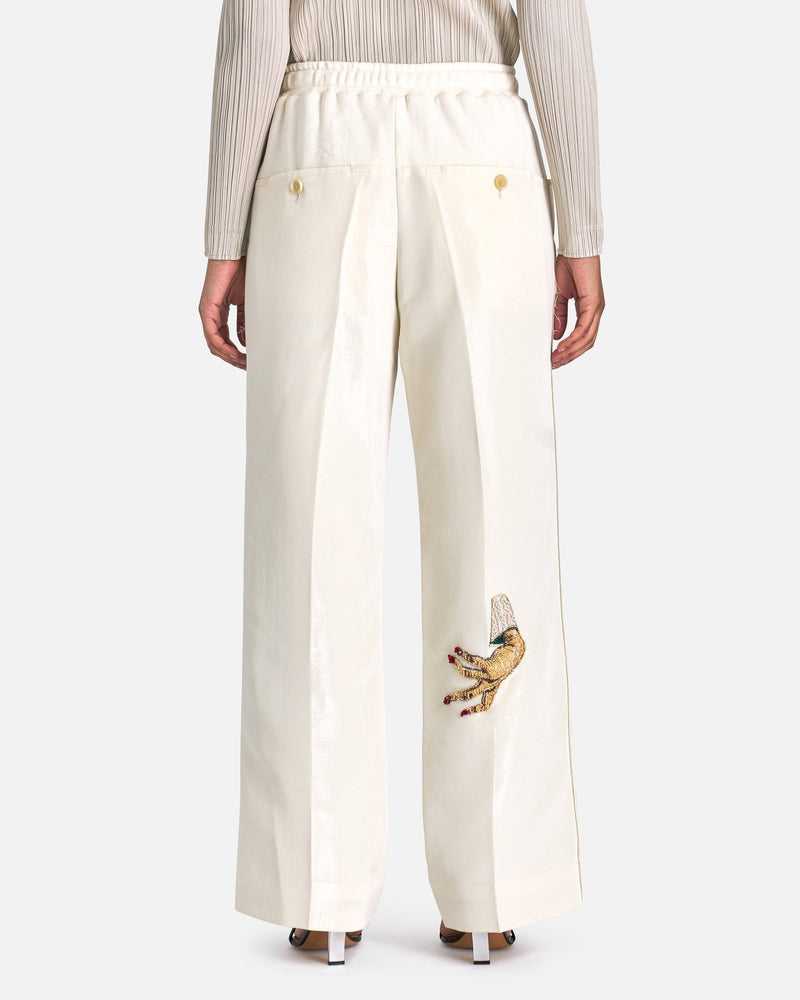 UNDERCOVER Women Pants D-Hand Embroidered Suit Pants in Ivory