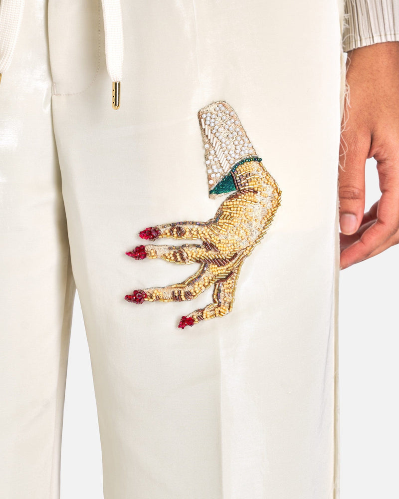 UNDERCOVER Women Pants D-Hand Embroidered Suit Pants in Ivory