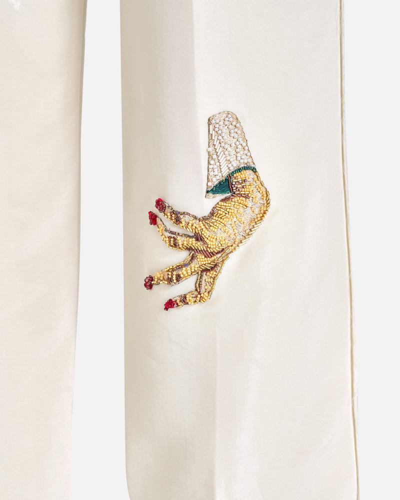 UNDERCOVER Women Pants D-Hand Embroidered Suit Pants in Ivory