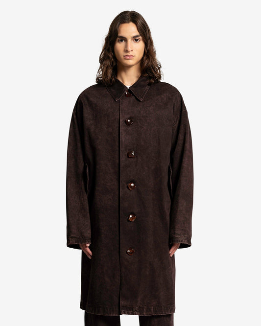 NAMACHEKO Men's Coat Dagworth Denim Coat in Sky Magic Bordeaux/Frosted Umber