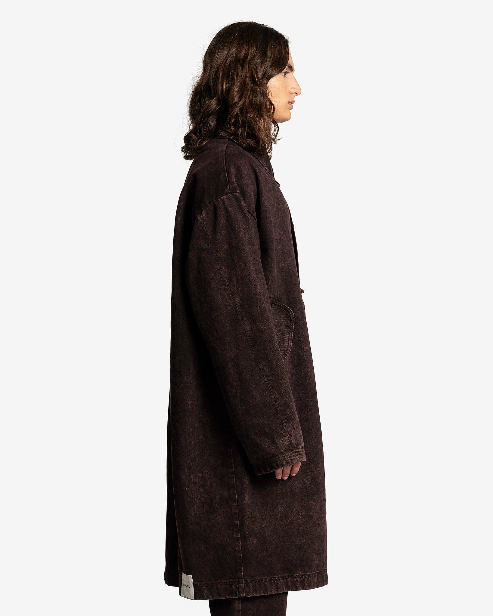 NAMACHEKO Men's Coat Dagworth Denim Coat in Sky Magic Bordeaux/Frosted Umber
