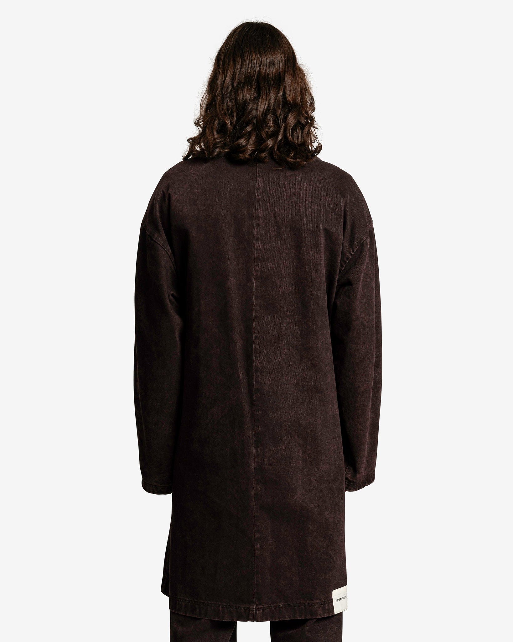 NAMACHEKO Men's Coat Dagworth Denim Coat in Sky Magic Bordeaux/Frosted Umber