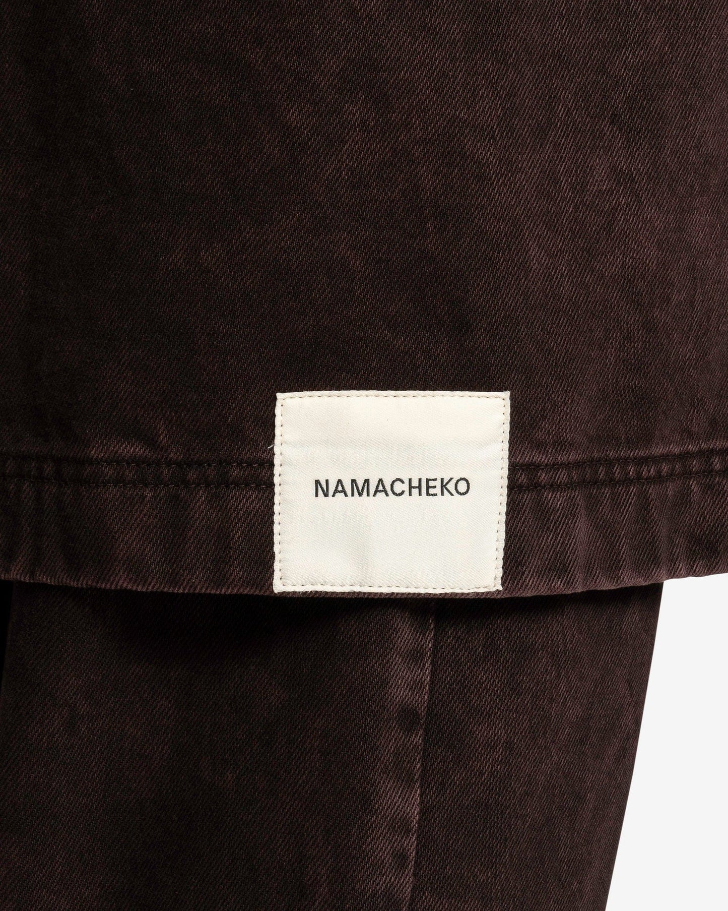 NAMACHEKO Men's Coat Dagworth Denim Coat in Sky Magic Bordeaux/Frosted Umber