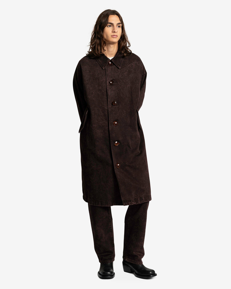 NAMACHEKO Men's Coat Dagworth Denim Coat in Sky Magic Bordeaux/Frosted Umber
