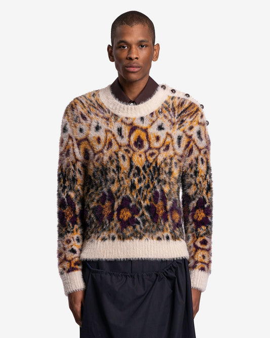 NAMACHEKO Men's Sweater Dallia Crewneck in Yellow Flower Print