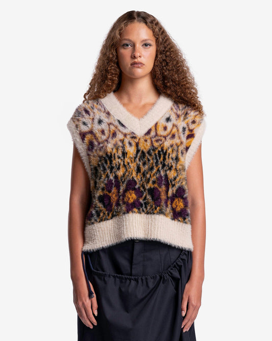 NAMACHEKO Women Sweaters Dallia Cropped Vest in Yellow Flower Print