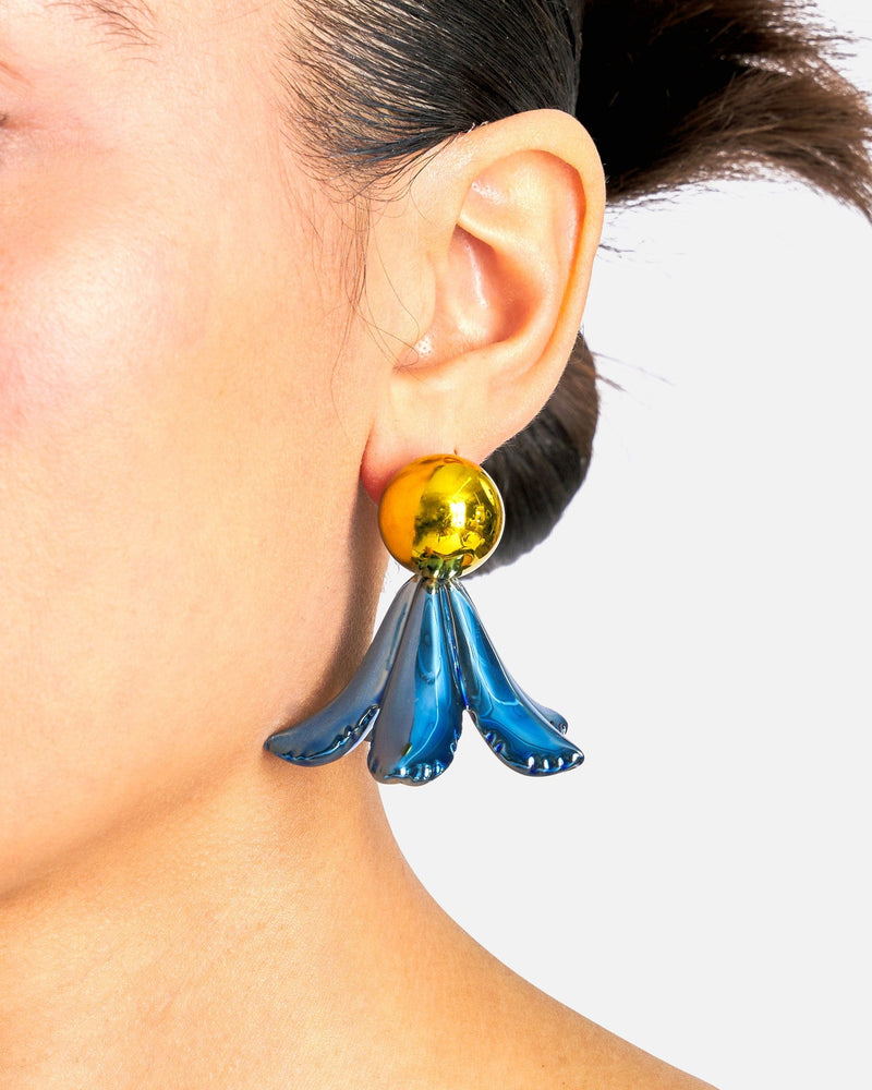 Marni Jewelry OS Dangling Puffy Flower Earrings in Blue