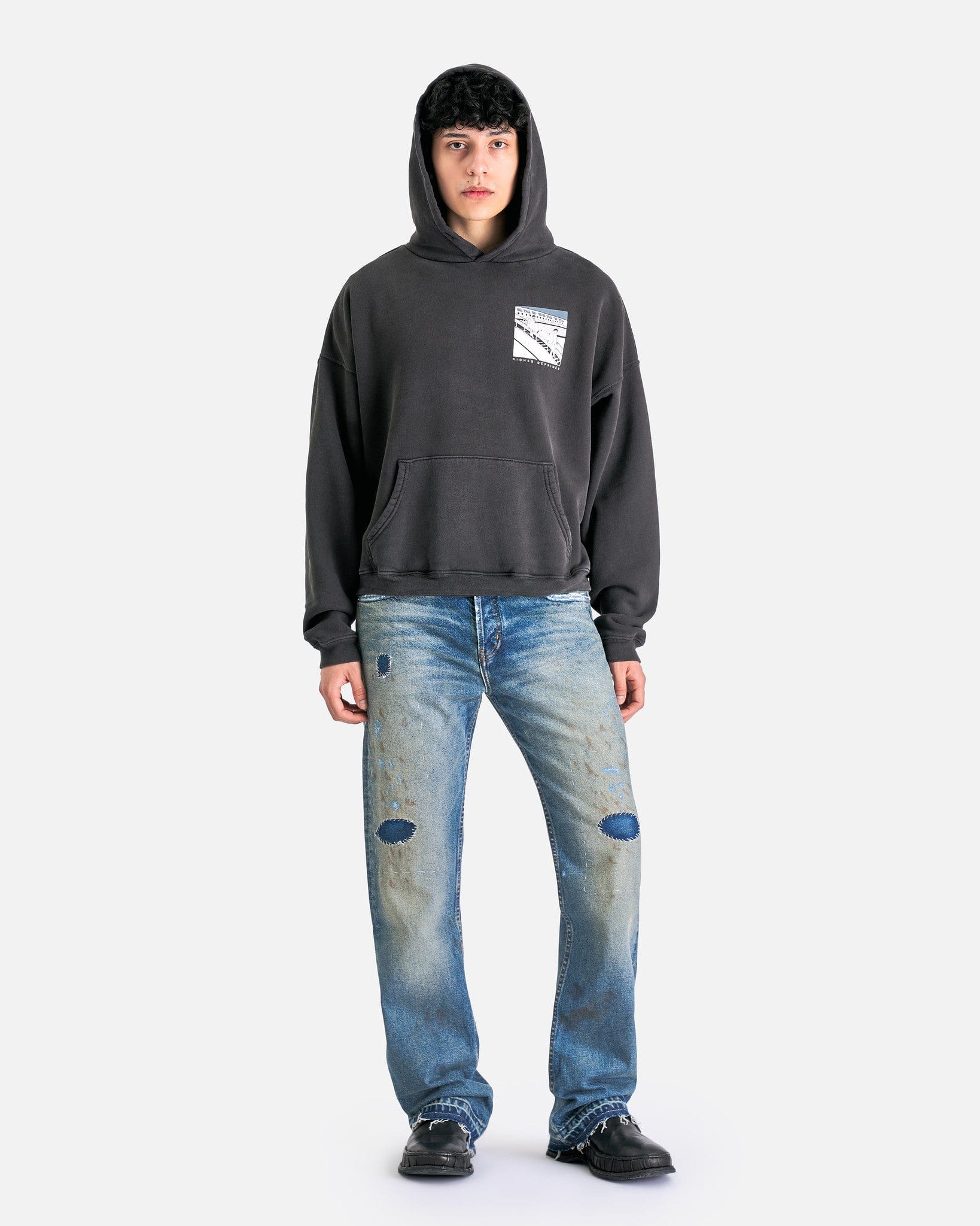 Enfants Riches Deprimes Men's Sweatshirts Death in Flight Hoodie in Faded Black