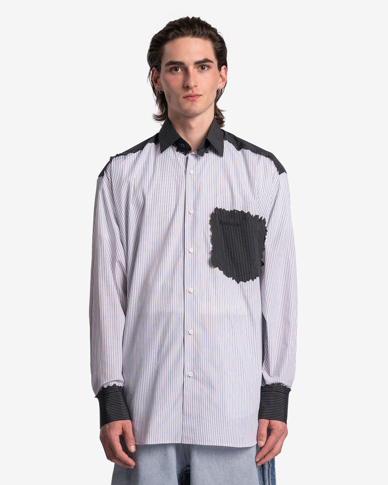 VETEMENTS Deconstructed Pinstripe Shirt in Black/White