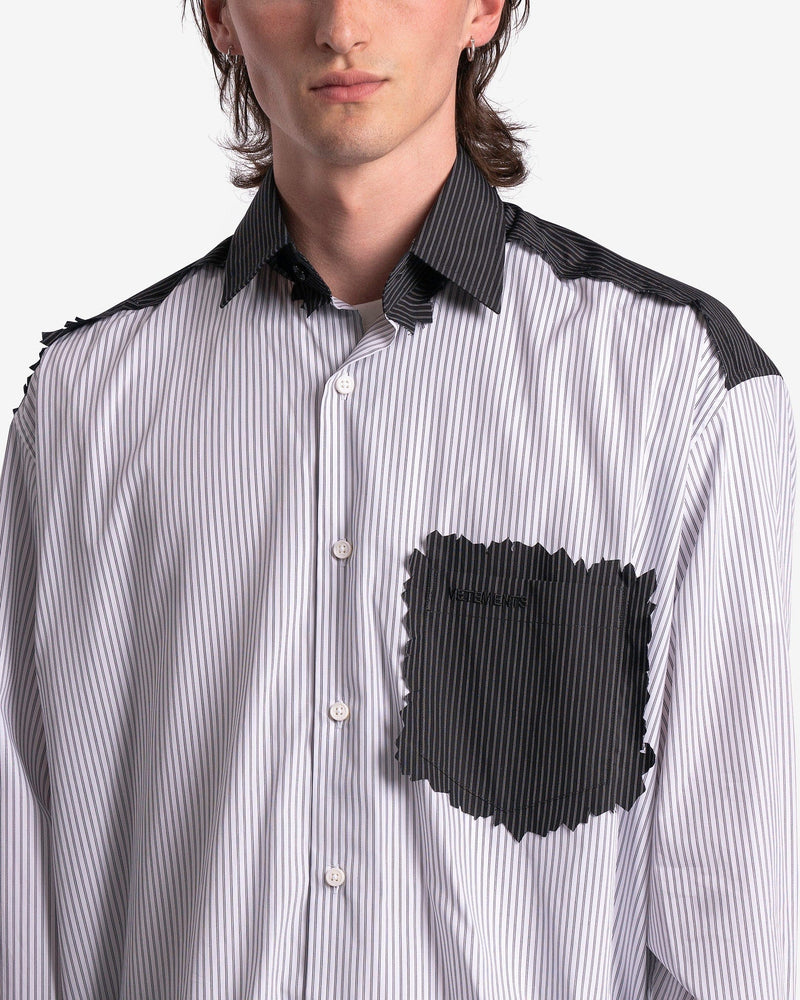 VETEMENTS Deconstructed Pinstripe Shirt in Black/White