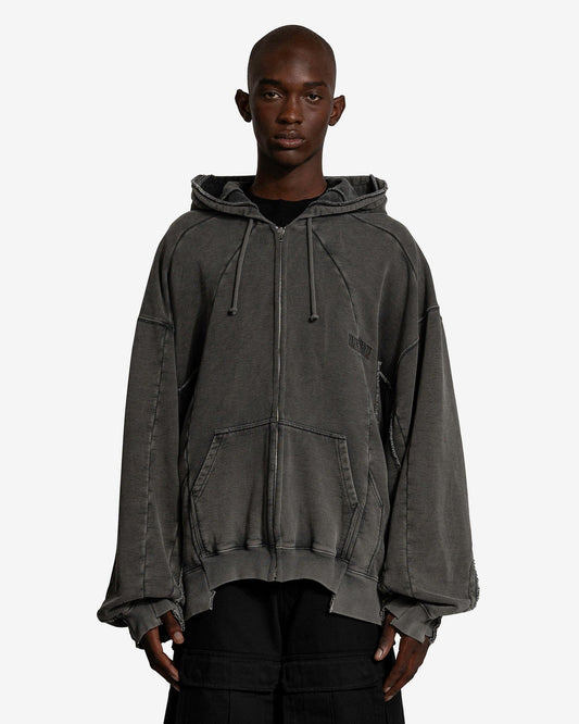 VETEMENTS Men's Sweatshirts Deconstructed Zip-Up Hoodie in Black