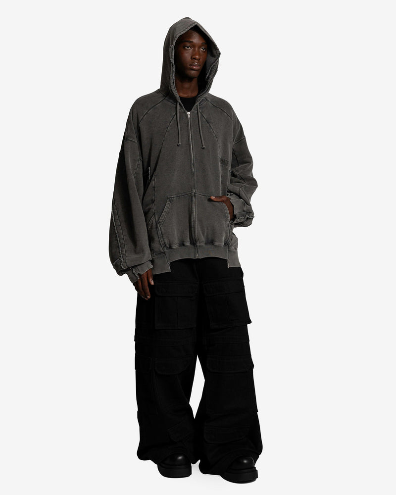 VETEMENTS Men's Sweatshirts Deconstructed Zip-Up Hoodie in Black