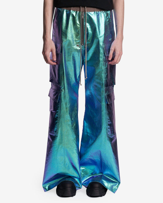 Rick Owens Men's Pants Denim Cargobelas in Iridescent