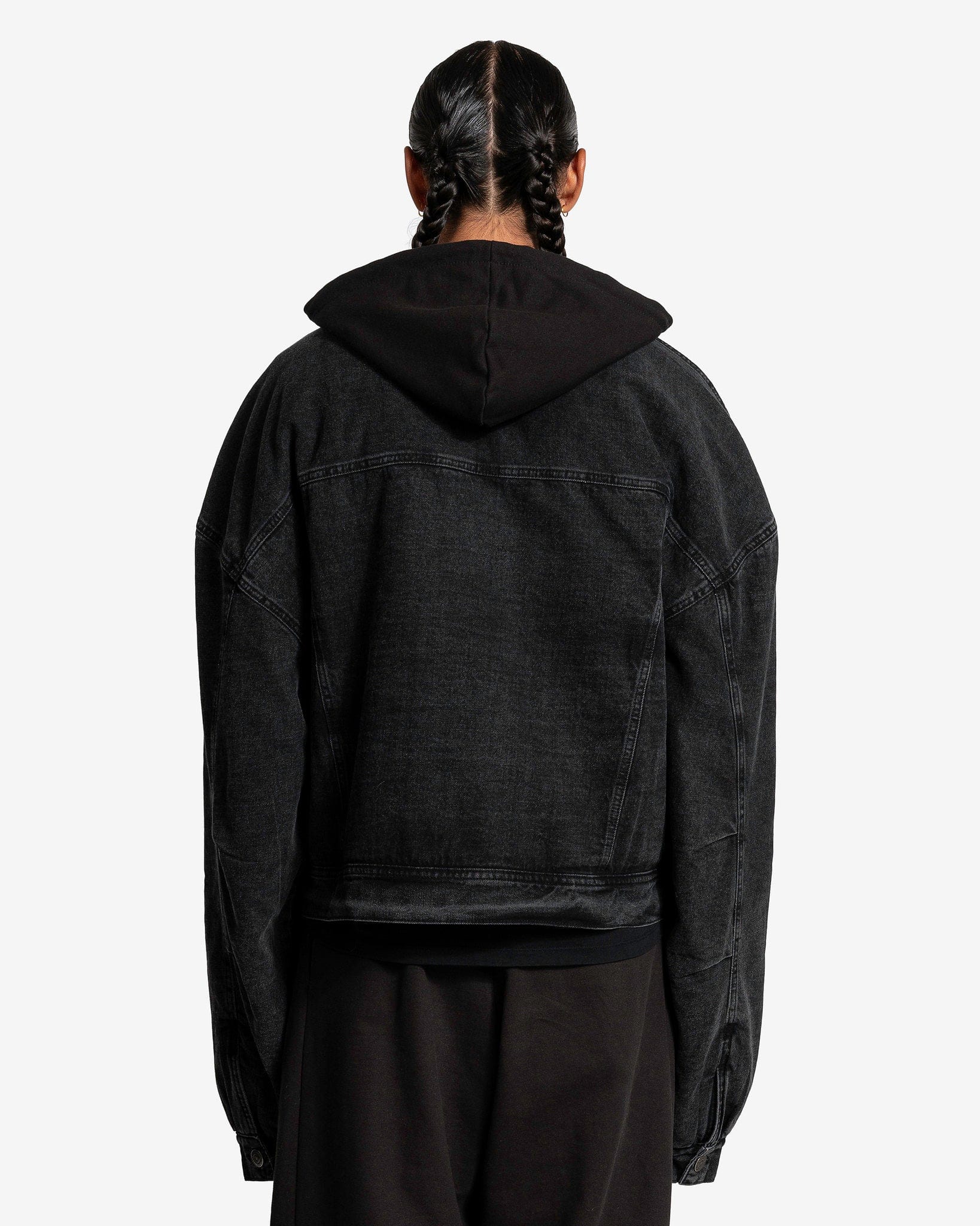 Willy Chavarria Men's Jackets Denim + French Terry Jacket in Washed Black