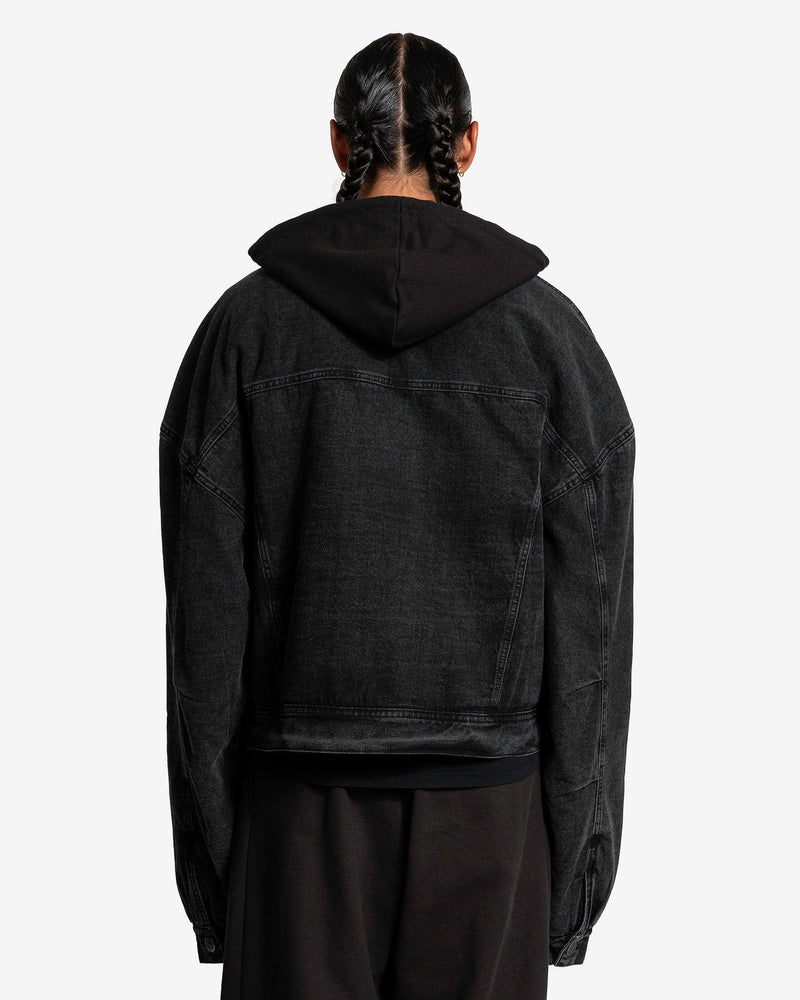 Willy Chavarria Men's Jackets Denim + French Terry Jacket in Washed Black