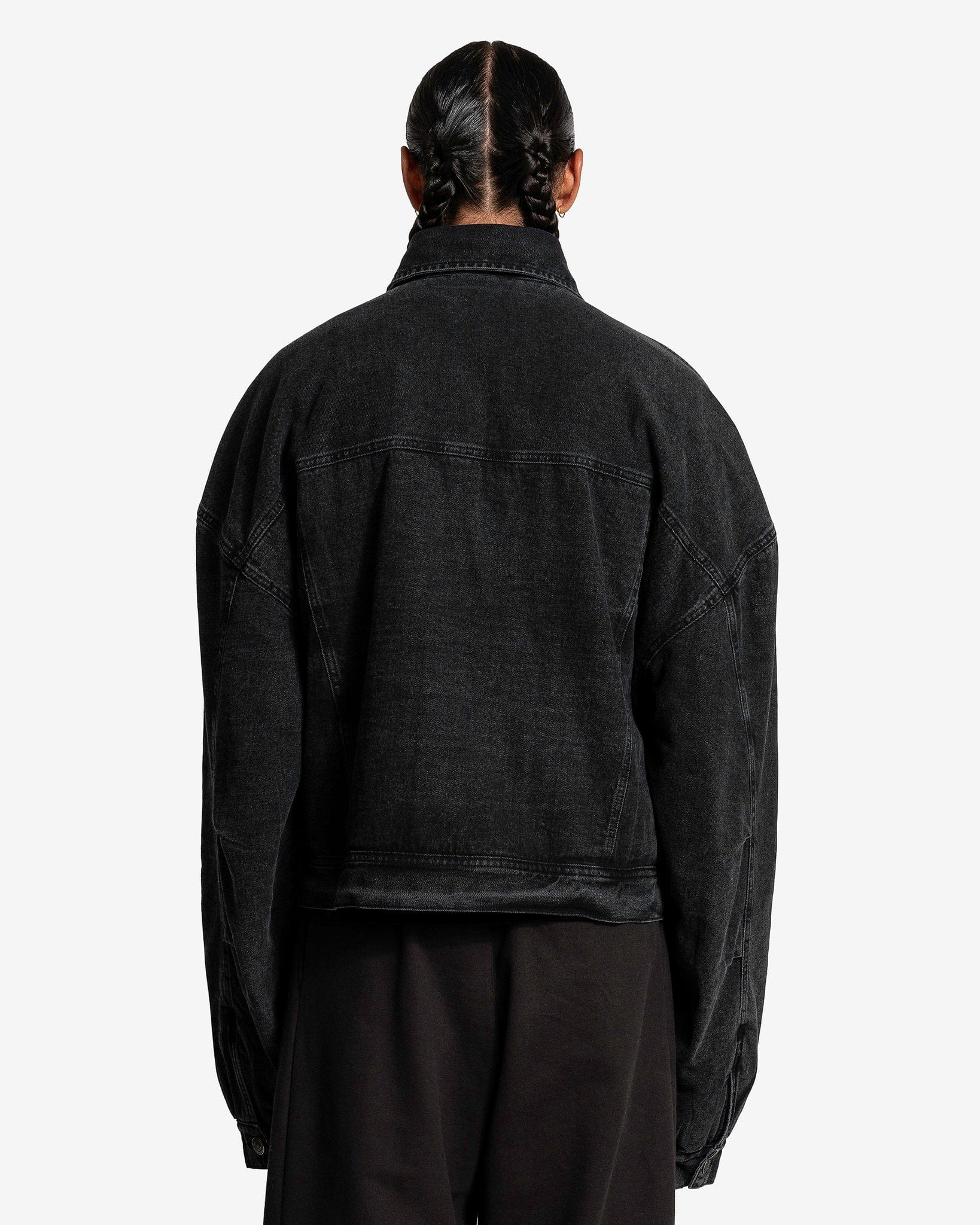 Willy Chavarria Men's Jackets Denim + French Terry Jacket in Washed Black