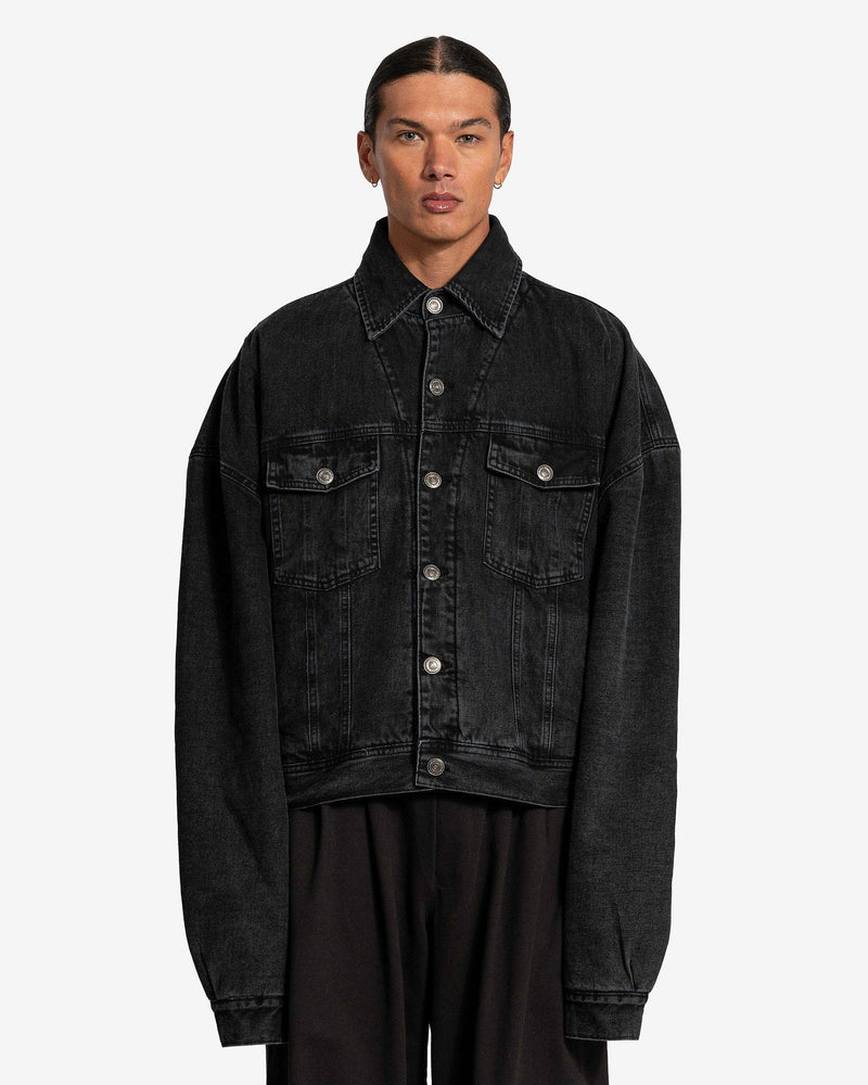 Willy Chavarria Men's Jackets Denim + French Terry Jacket in Washed Black