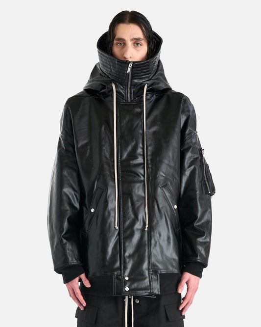Rick Owens DRKSHDW Men's Jackets Denim Hooded Long Bomber in Black/Mauve
