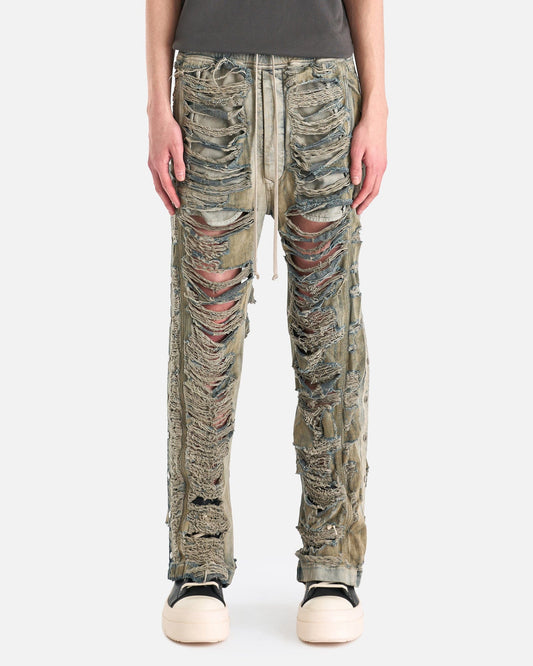 Rick Owens DRKSHDW Men's Jeans Denim Pusher Pants in Mineral Pearl Shredded