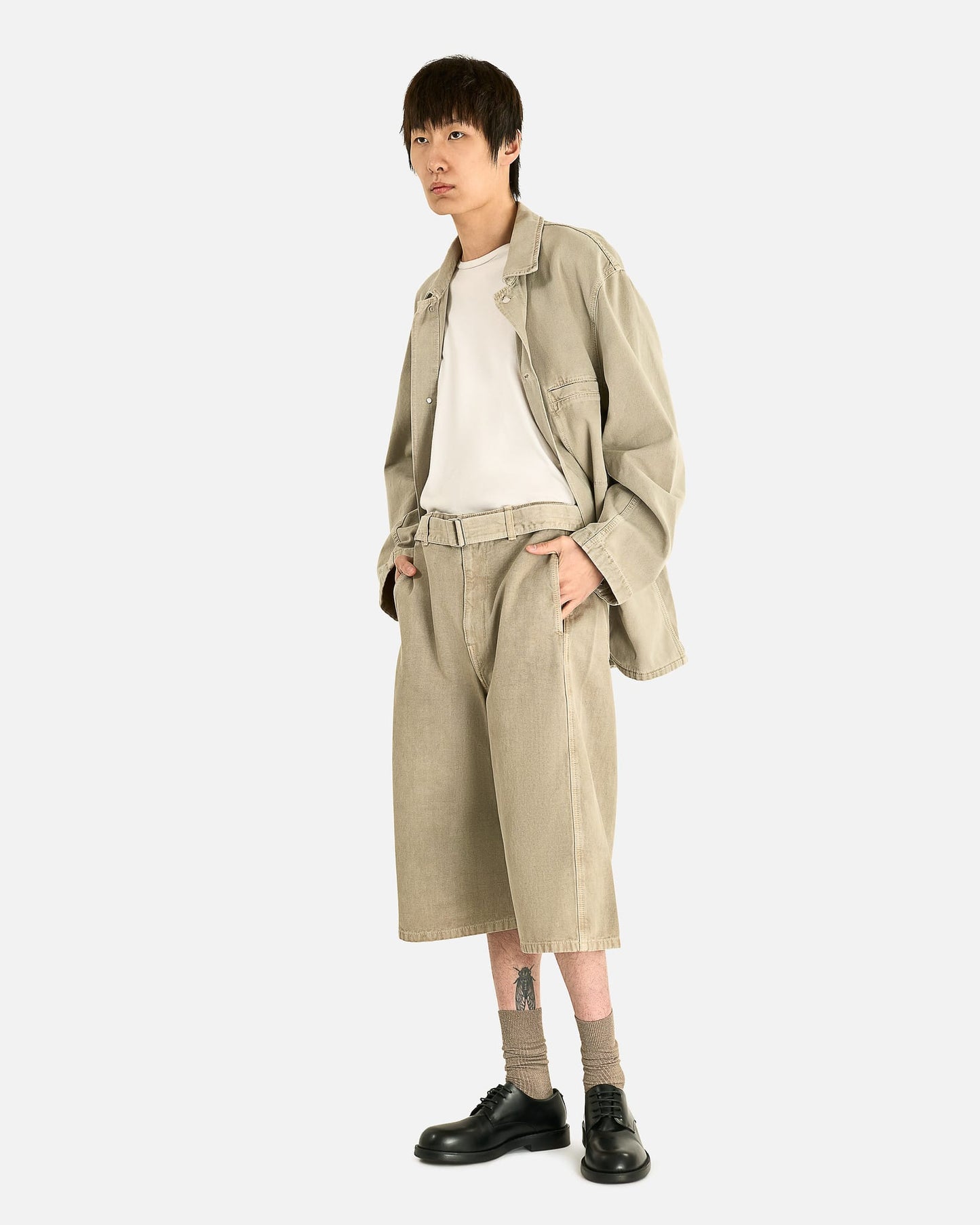 Lemaire Men's Shorts Denim Shorts in Moonstone