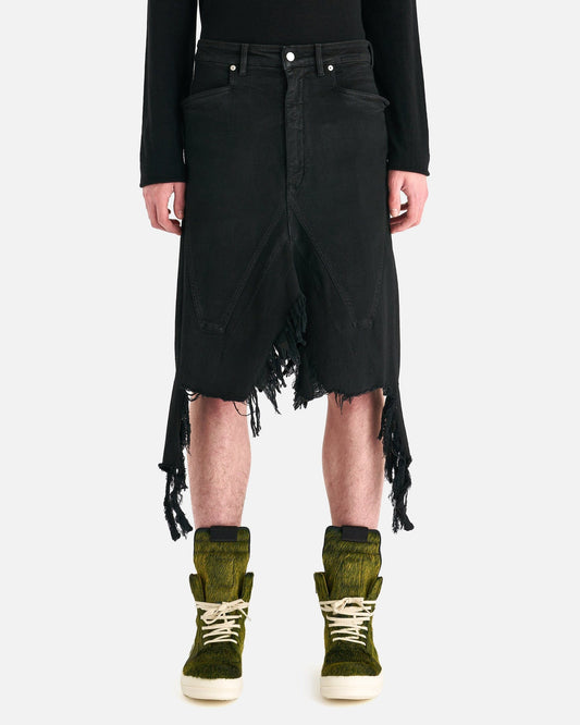 Rick Owens Men's Pants Denim Silvered Skirt in Black