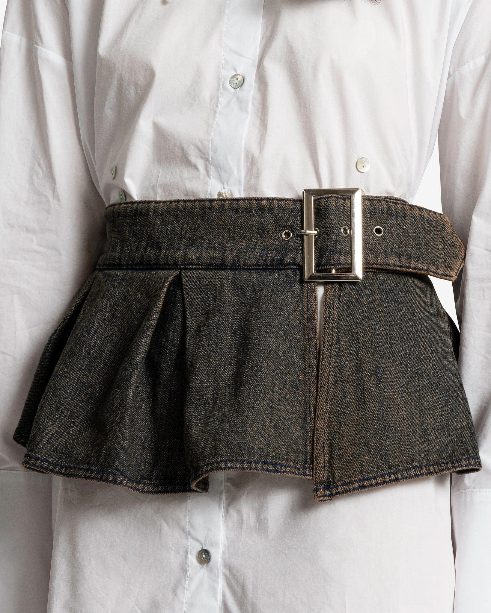 Goomheo Leather Goods O/S Denim Skirt Belt in Blue