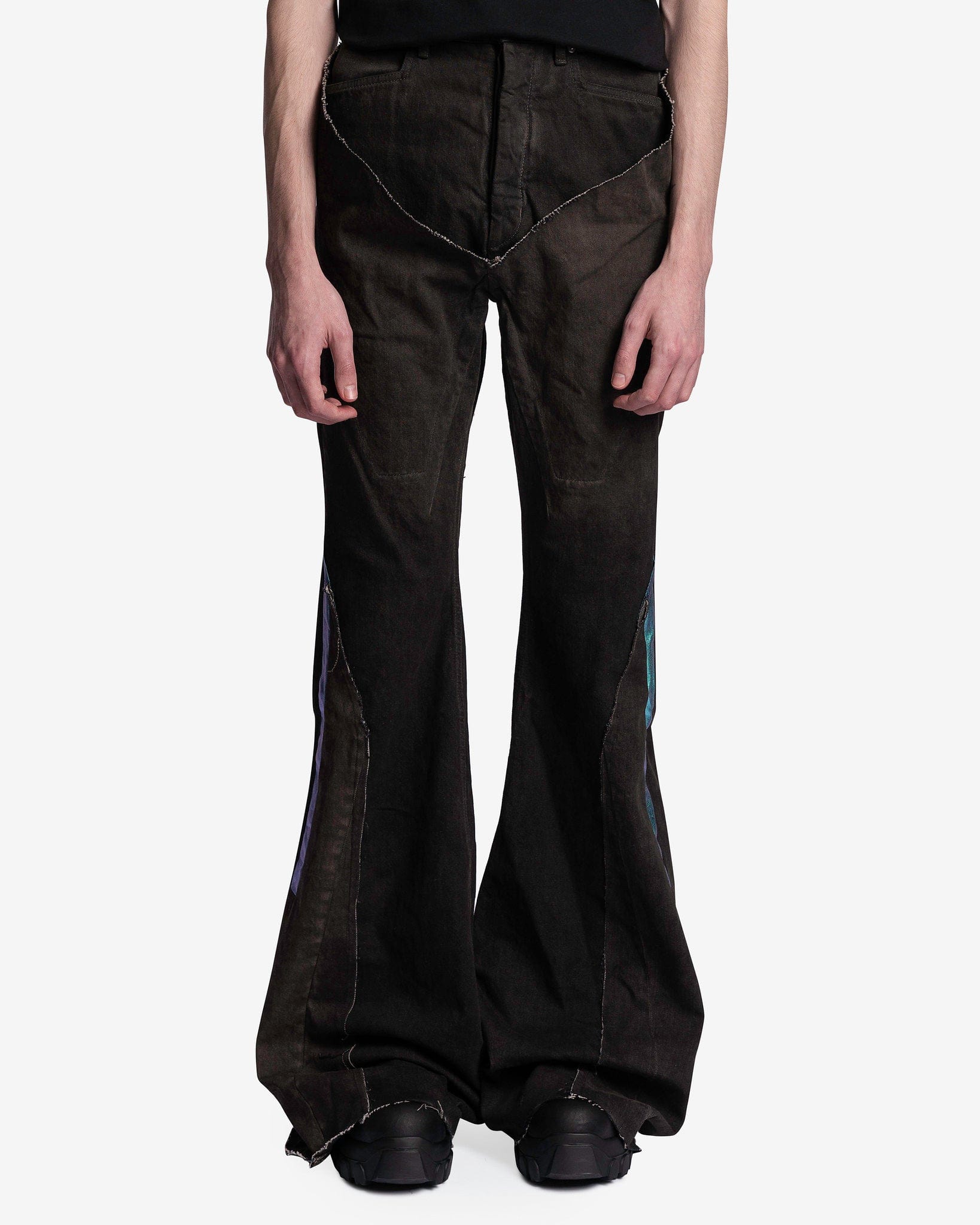 Rick Owens Men's Pants Denim Slivered Bootcut in Dark Dust