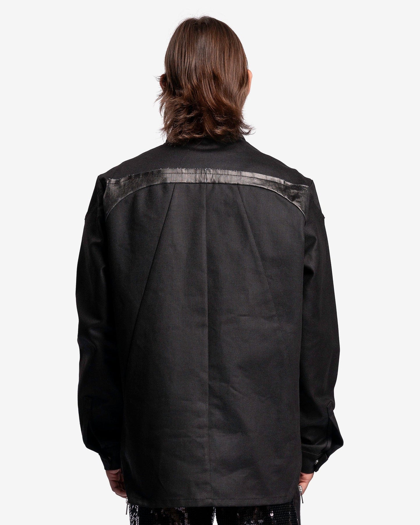 Rick Owens Men's Shirts Denim Splintered Outershirt in Black