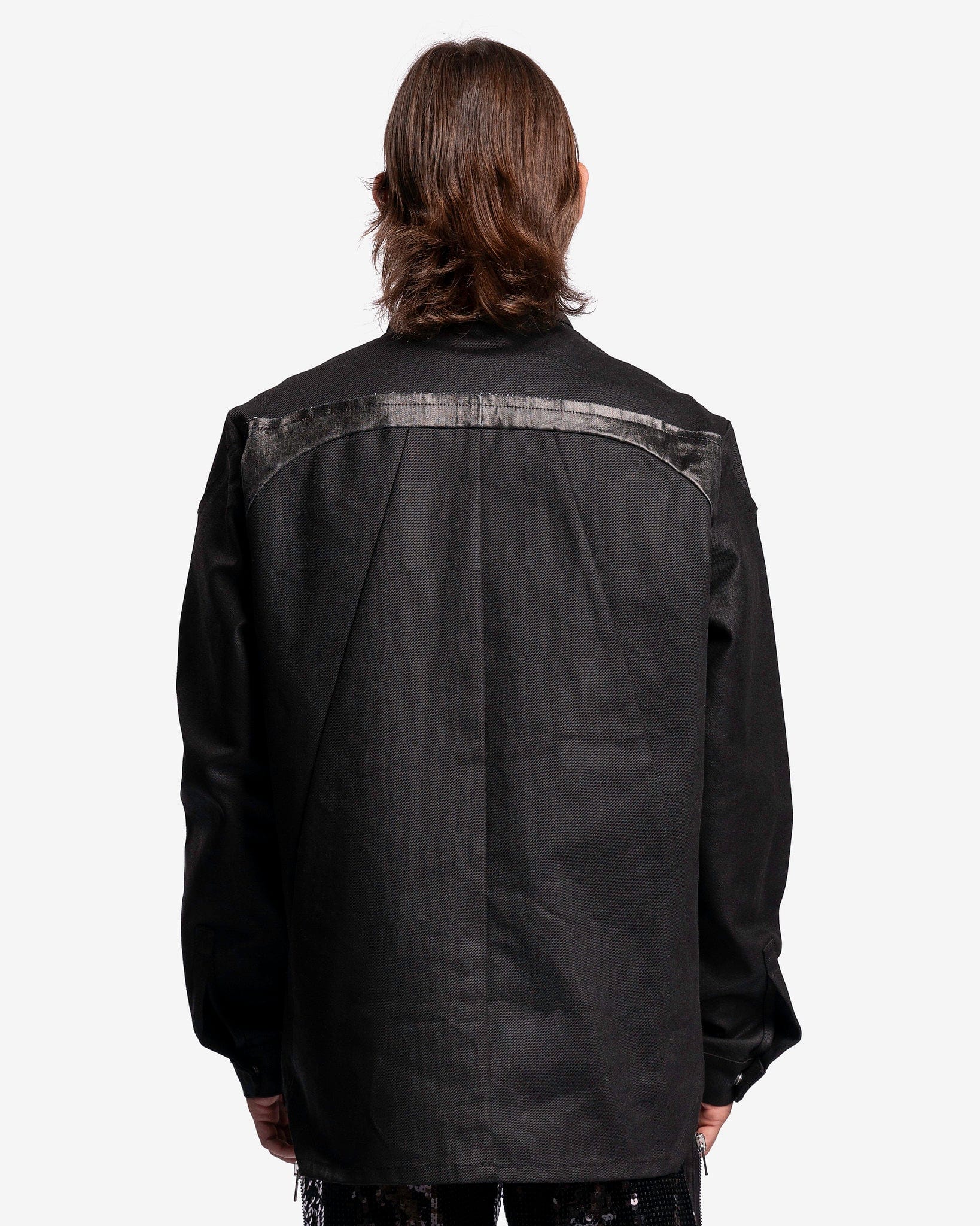 Rick Owens Men's Shirts Denim Splintered Outershirt in Black