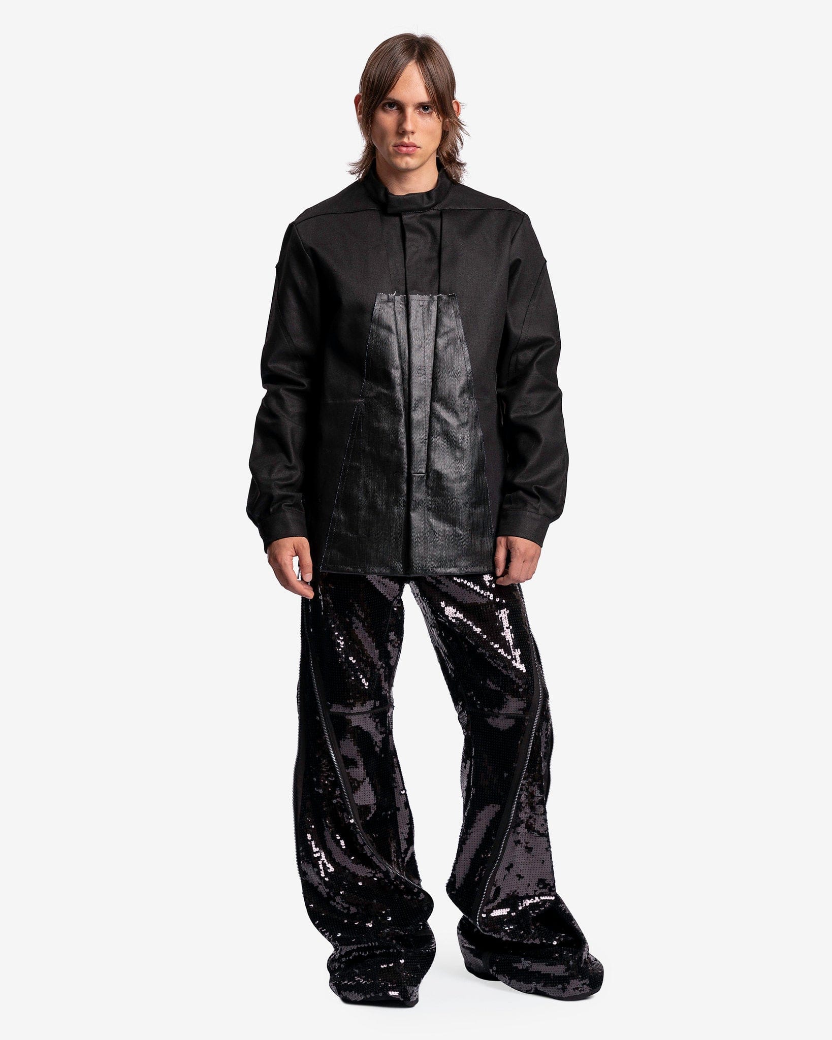 Rick Owens Men's Shirts Denim Splintered Outershirt in Black