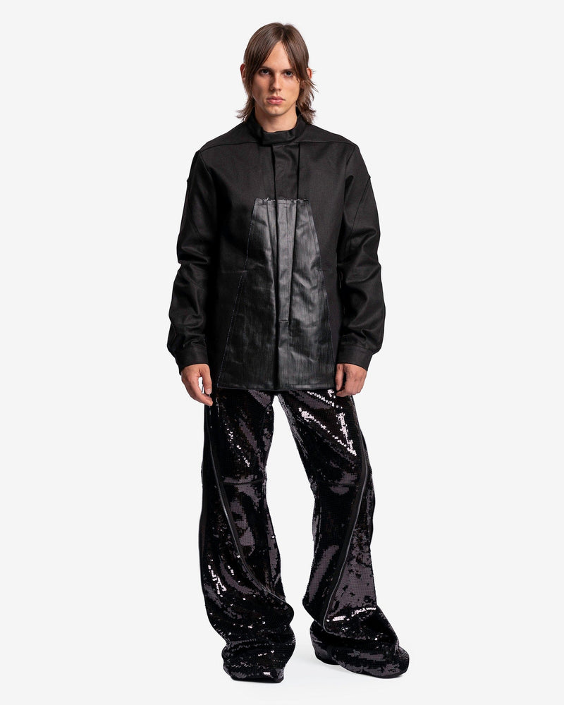 Rick Owens Men's Shirts Denim Splintered Outershirt in Black