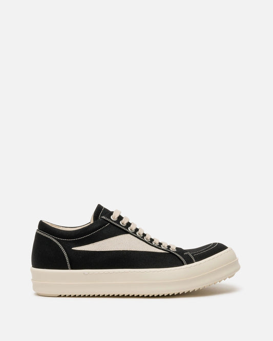 Rick Owens DRKSHDW Men's Sneakers Denim Vintage Sneakers in Black/Milk