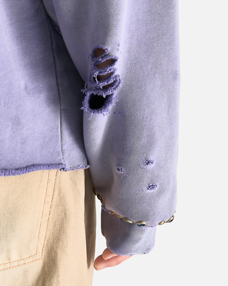 Satoshi Nakamoto Men's Tops Destructo Hoodie in Washed Purple