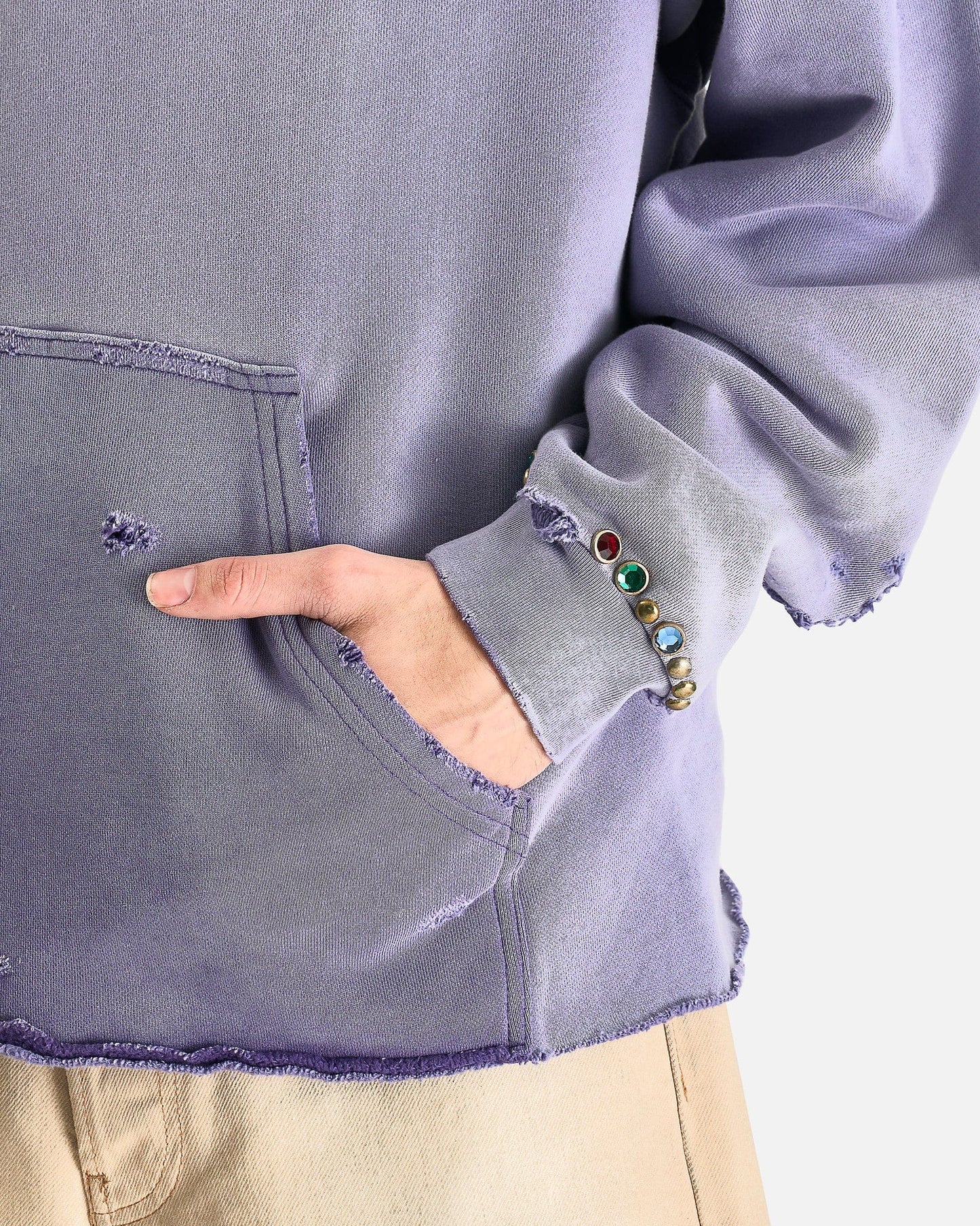 Satoshi Nakamoto Men's Tops Destructo Hoodie in Washed Purple