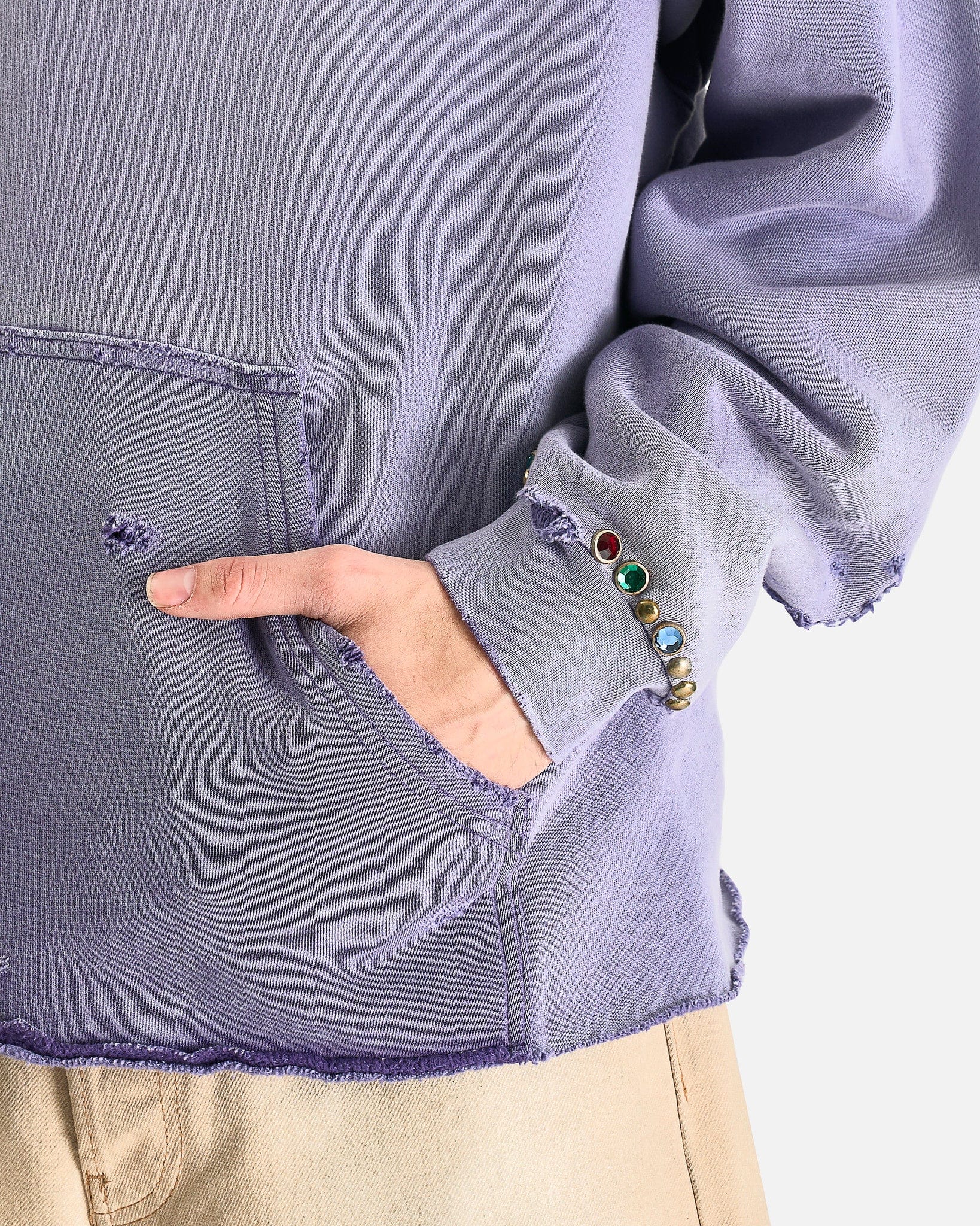 Satoshi Nakamoto Men's Tops Destructo Hoodie in Washed Purple