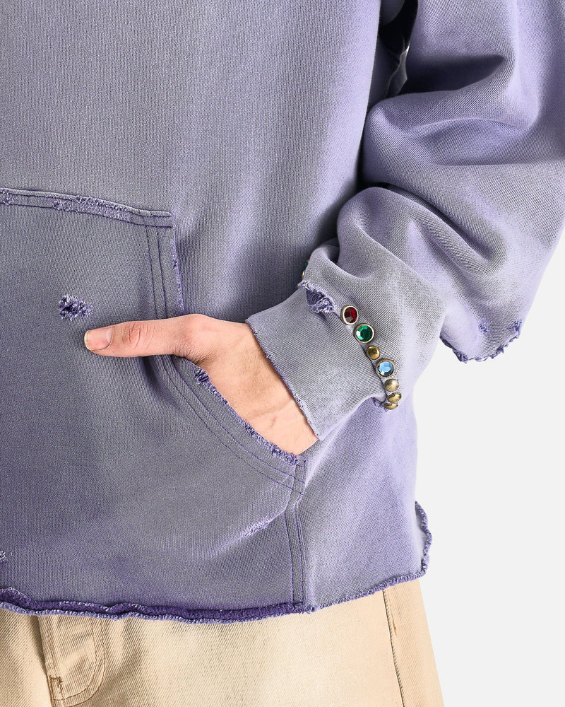 Satoshi Nakamoto Men's Tops Destructo Hoodie in Washed Purple