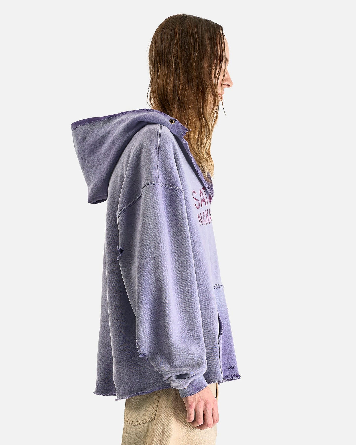 Satoshi Nakamoto Men's Tops Destructo Hoodie in Washed Purple