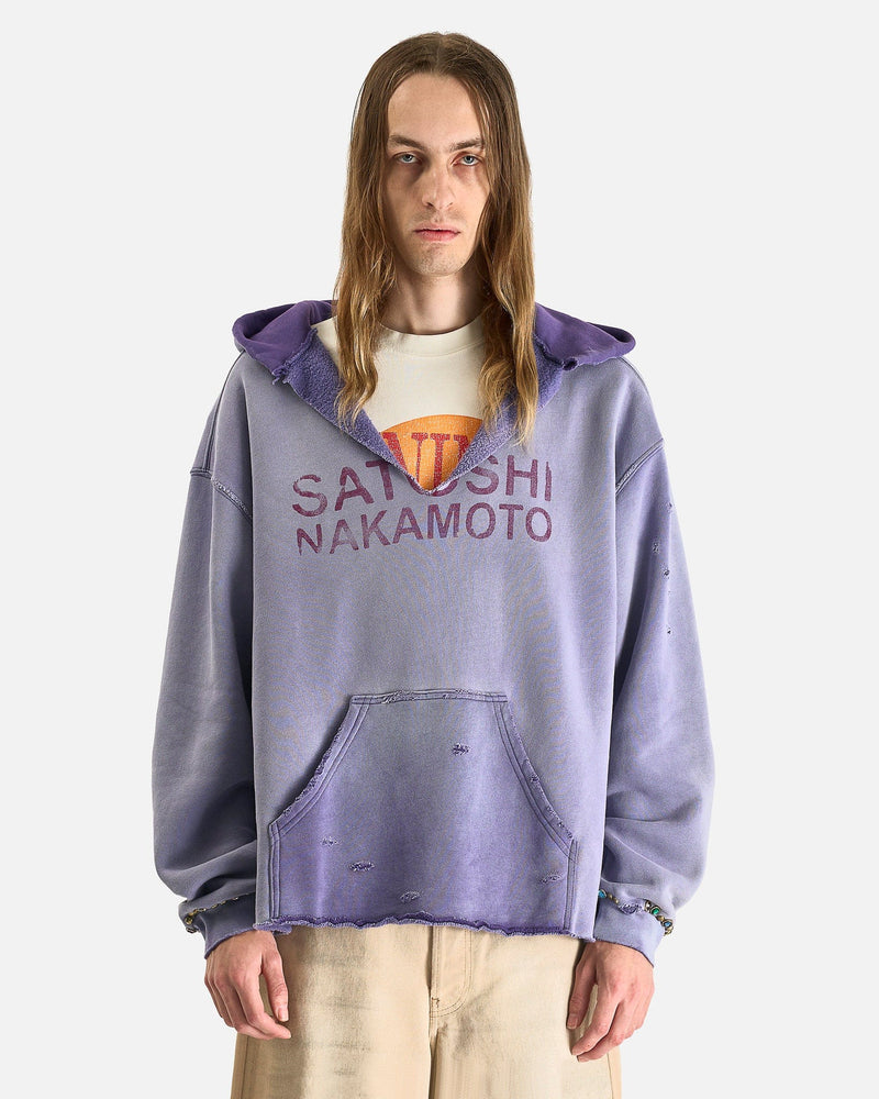 Satoshi Nakamoto Men's Tops Destructo Hoodie in Washed Purple