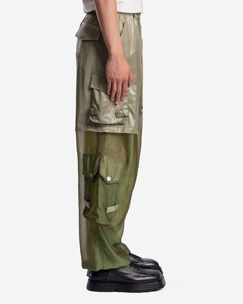 Feng Chen Wang Men's Pants Detachable Pocket Trouser in Green